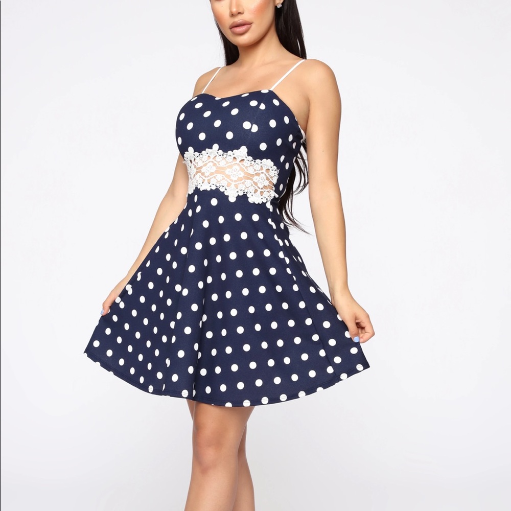 Navy Polka Dot Dress